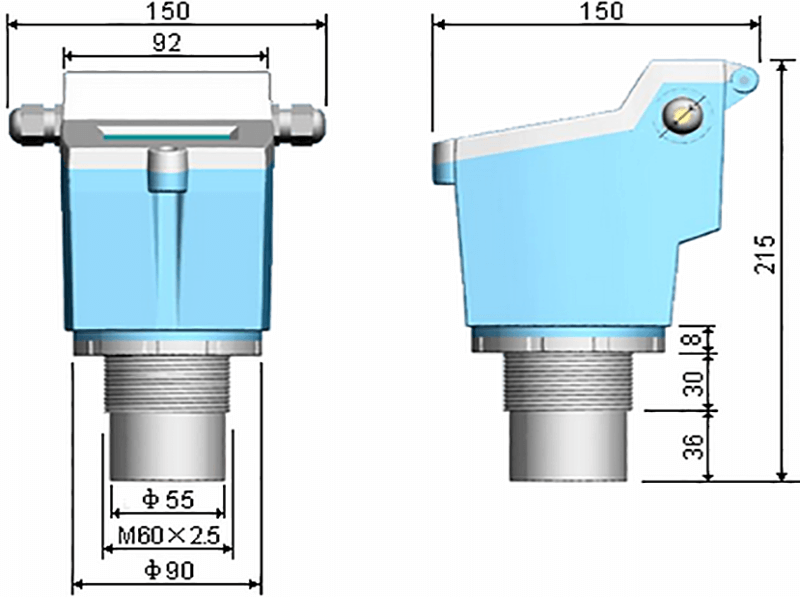 YEH-Z超声波液位计尺寸图